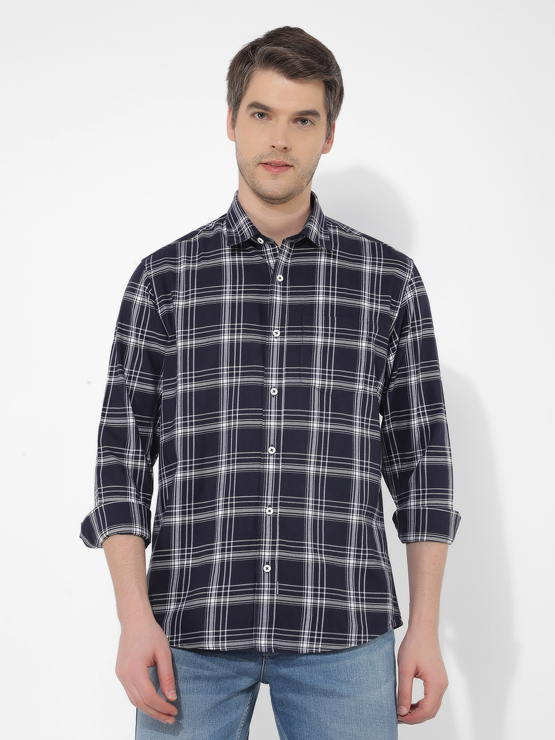 Numero Uno Men Checkered Navy Shirt